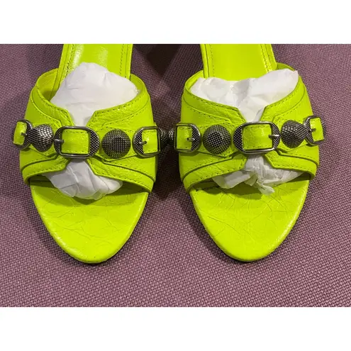 Balenciaga Cagole Mules in Fluo Yellow & Palladium 37 with box Womens Heels
