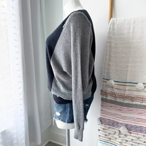 autumn cashmere Grey Zip Shoulders Long Dolman Sleeves Slouchy Sweater Large