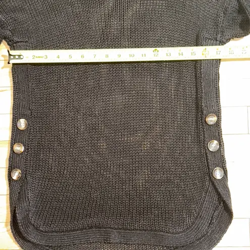 Harper Heritage Womens Knit Sweater Button Accent Elbow Patch Black Medium