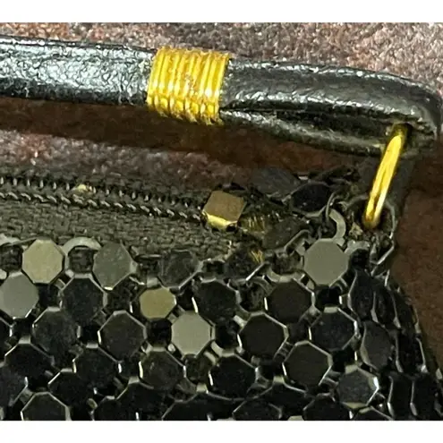 Whiting & Davis VTG Purse Bag Black Mesh Zip Closure Crossbody