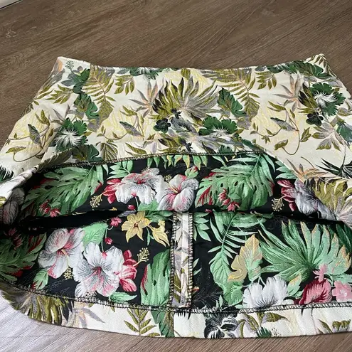 Urban Outfitters  Green Floral Mini Skirt ~ Textured Upholstery Fabric ~ Size M