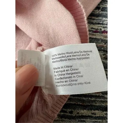 Brooks Brothers pink/lavender Merino Wool ruffled V-Neck pullover sweater sz S