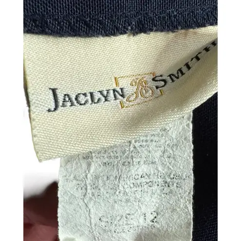 Jaclyn Smith Pleated Trouser Dress Pants Women's 12 Navy Blue Straight Leg Retro