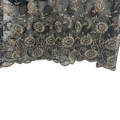 Nicole Bakti for Cache Vintage Black Lace Maxi Dress Women's Size S Formal Long