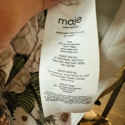 Maje Rafleur Large Floral Print Mini Puff Sleeve Baby Doll Mini Dress Size 40