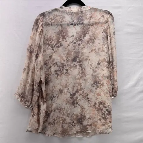 Rose + Olive Womans Sheer Floral Top Womans 1x Boho Fairy Ethereal Peasant