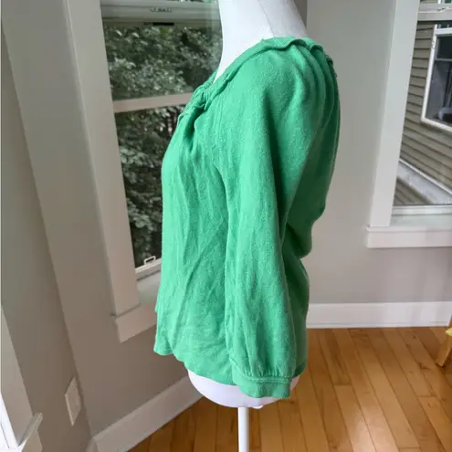 Elie Tahari Light Green Silk Cashmere Elbow Sleeve Cardigan Sweater Size Medium