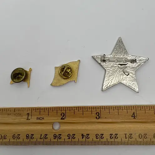 3 American Flag Enamel Pin Lot Star USA Patriotic Lapel Badges United States Red
