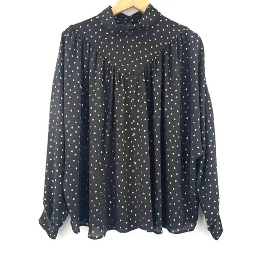Molly Bracken Blouse Small La Collection Premium Black Gold Spots Dots Cocktail