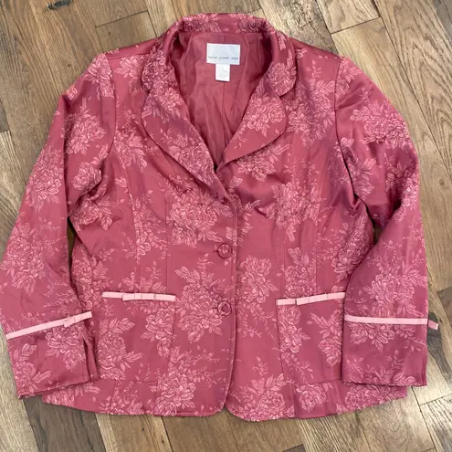 Susan Graver Womens Silk Brocade Pink Blazer Jacket Size Large