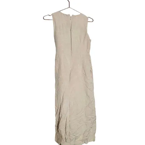 ROSETTA GETTY Beige Oatmeal Linen Blend Sleeveless V