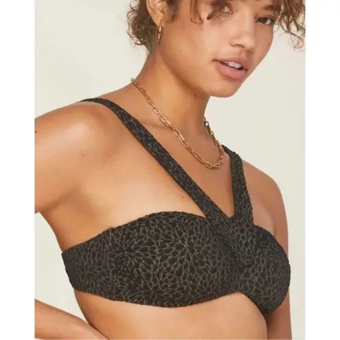 ANDIE Swim x Demi Moore The Monaco Bikini Top in Black and Gold NWT
