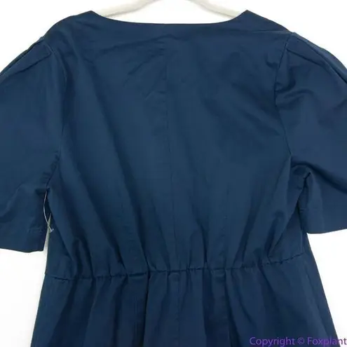 Eloquii Button Front A-Line Dress, navy blue, 16