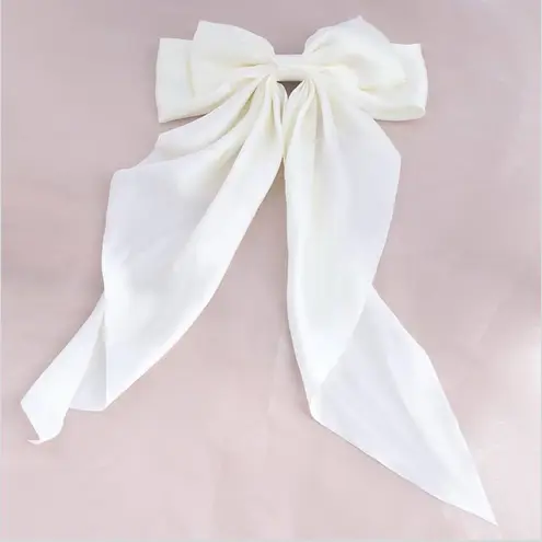 Vintage White Sheer Bow Large Long tail Hairclip