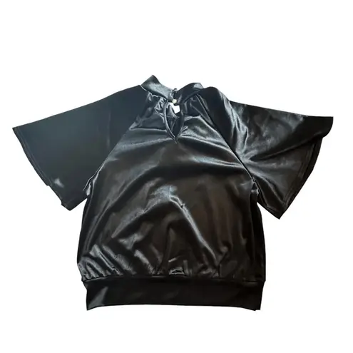 Ember Blouse Women's Black 3D Flower Short Bell Sleeve Chic Elegant Size M Size M