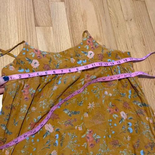 Natural Life  Yellow Floral Printed Midi Dress with Pockets Sz M