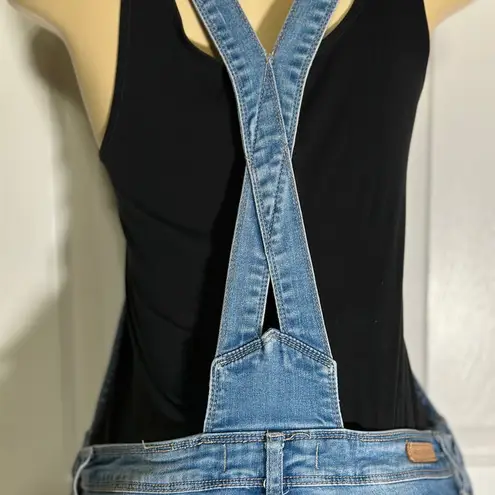 Womens Junior Slim Fit Skinny Distressed Denim Overalls Size 9 Blue Size M