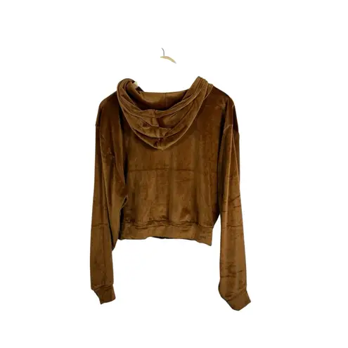 SKIMS NWOT Velvet Full Zip Cropped Hoodie in Copper Brown Size XL