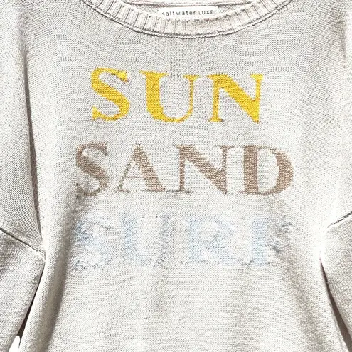 Saltwater Luxe Women’s Cream Sun Sand Surf Novelty Pull Over Sweater