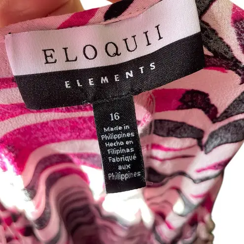 Eloquii Elements Plus Size Pink Black Animal Print Zebra Print Party Maxi Dress