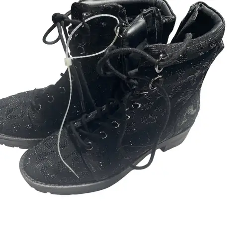 Gianni Bini  Black Glitter Lace-Up Women’s Boots Size 6M