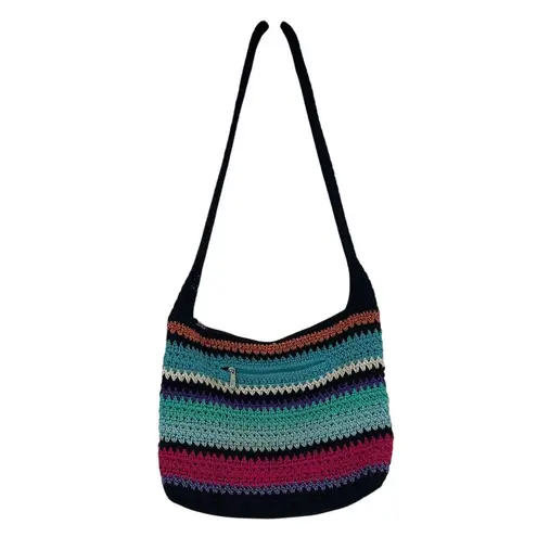 The Sak Y2K Stripe Crochet Hobo Purse Multicolor Shoulder Boho Coastal Cowgirl