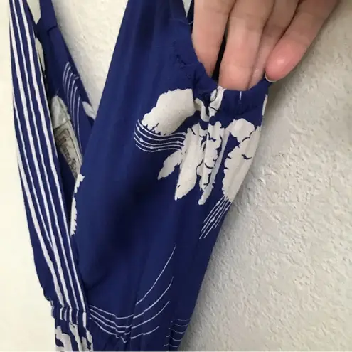 Vintage 70’s Young Edwardian spaghetti strap surplus Hawaiian print sundress S* Blue