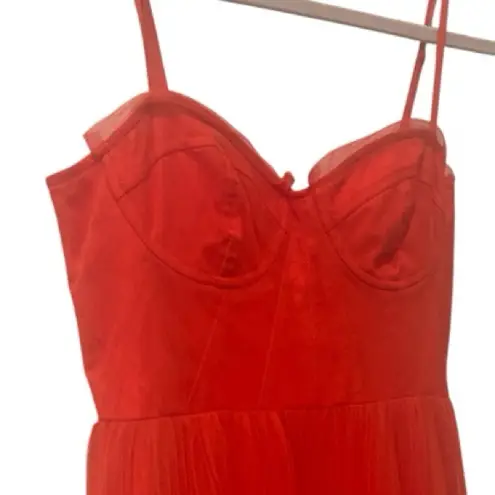 Hutch NWT Corset Pleated Maxi Dress Red Tulle Corset Size 4