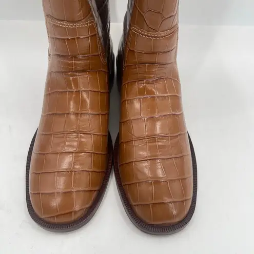 Schutz Boots Terrance Up Size 8.5 NEW Leather Crocodile Tall Embossed NWOT