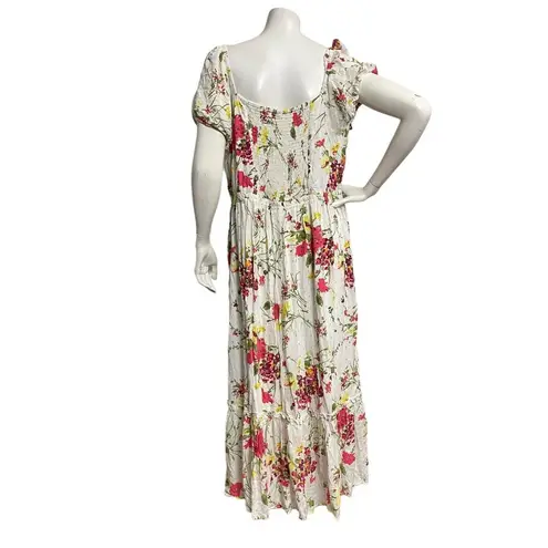 Lane Bryant  Womens White Red Gold Floral Square Neck Spring Summer Dress Size 1