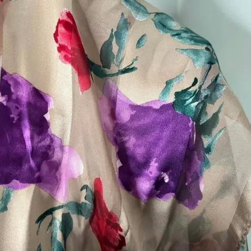 Jacqueline Ferrar NWT vintage 100% silk tan brown floral print scarf accessory