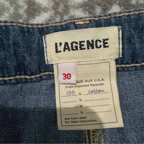 L'Agence NWT Danica High Rise Wide Leg Raw Hem Jeans Size 30