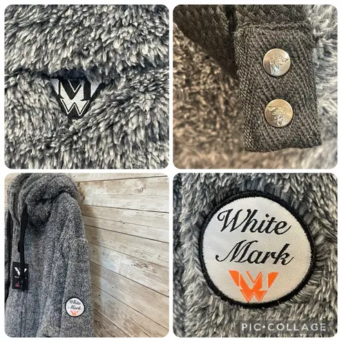 White Mark Cozy Collection Womens 2XL Jacket Gray Zip Hooded Sherpa Lounge NWT Size XXL