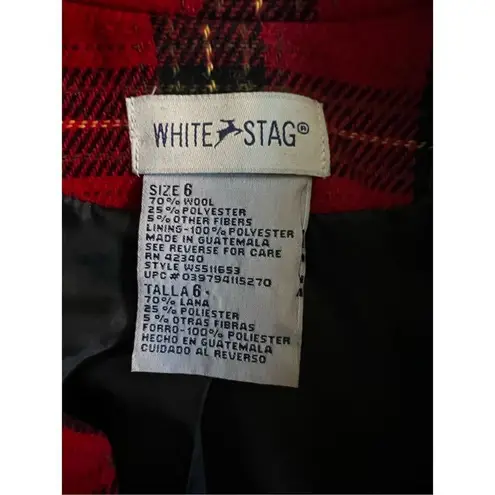 White Stag Christmas Red Plaid wool Blazer Size 6
