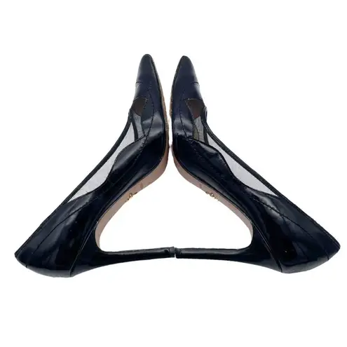 Pour La Victoire Chantel Mesh Scallop Black Leather Pointed Toe Heels Size 8