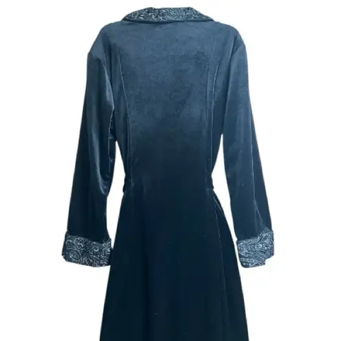 Oscar de la Renta Vintage Pink Label Black Velour Bathrobe Size Small