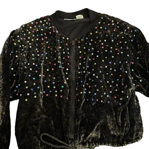 Speed limit MPH Burnout Velvet Sequins Vintage party jacket size Medium Black