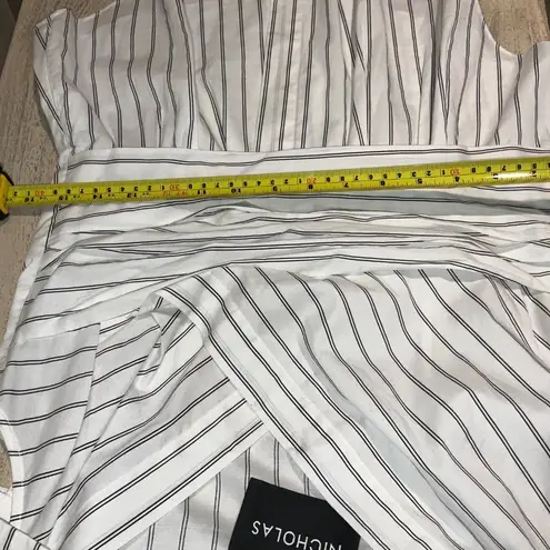 Nicholas Asymmetrical Blouse Top Shirt One Shoulder White Black Cotton Size 6