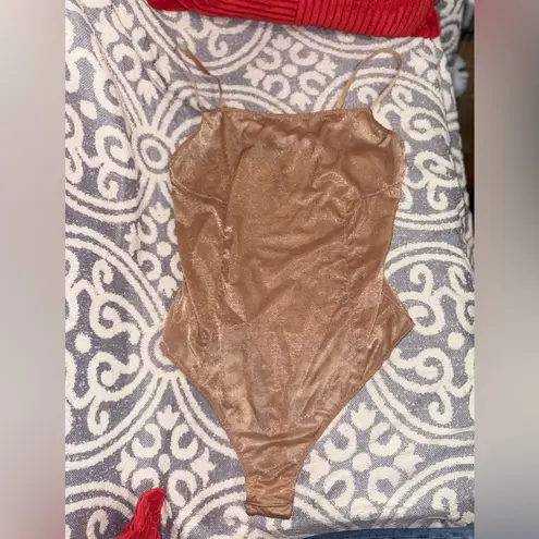 SKIMS Size XL Glissenette Sienna Scoop Neck Sheer Bodysuit Shimmery NWT