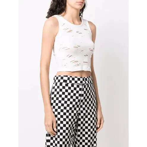 R13 Distressed Tank Top in Ecru Medium New Womens Sleeveless Beater