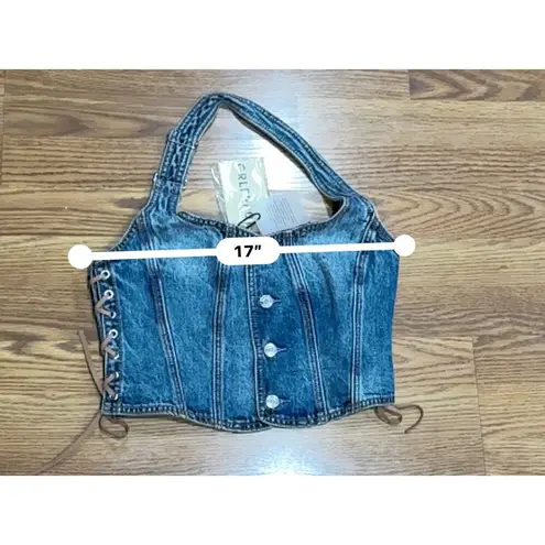 GRLFRND Phoebe Laced Halter Top in Nashville Suede medium