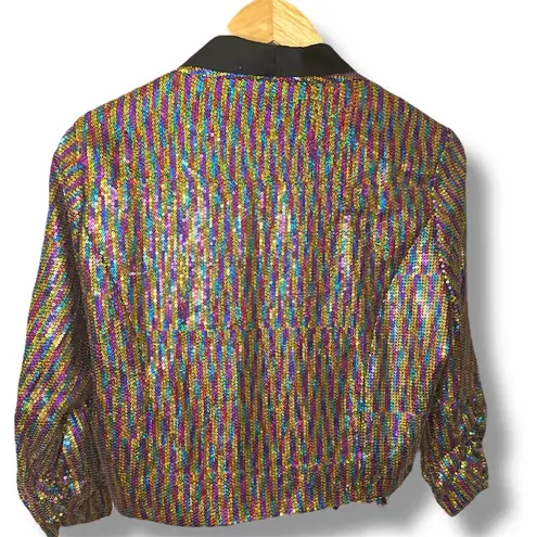 The Clothing Co. Sequin Blazer Gold/Black / Rainbow Size M Gold Size M
