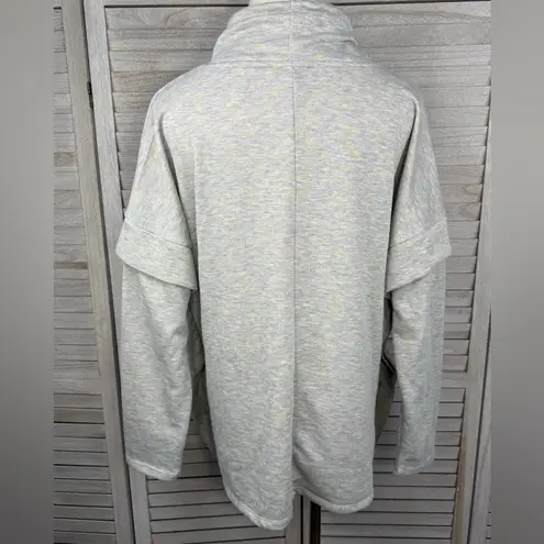 NEW DIRECTIONS Women's Cowl Neck Marled Sweatshirt Gray/Pastels