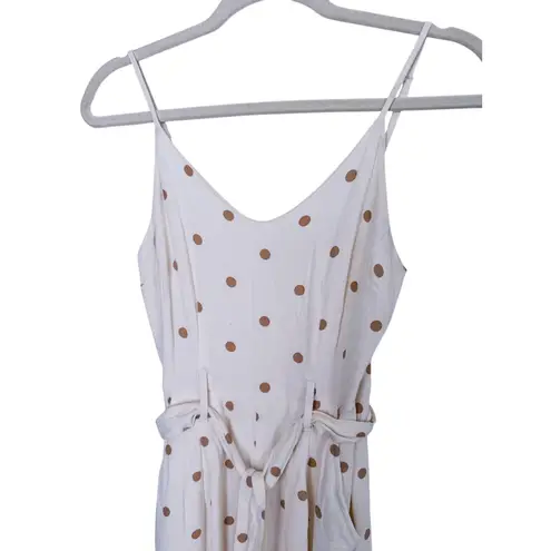 American Eagle Culotte Wide Leg Jumpsuit 0 Cream Tan Dotted Y2K Vintage Coquette Size 00