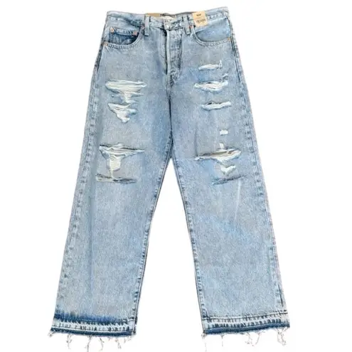 Levi's LEVI’S Ripped High Waist Ribcage Straight Ankle Light Indigo Jeans Size 30 NEW