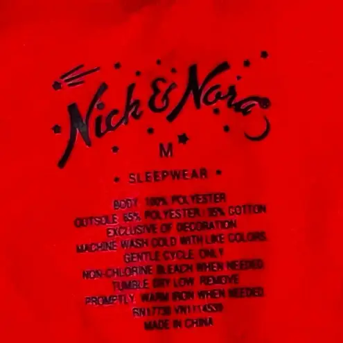 Nick & Nora Vintage Nick Nora Fox Patchwork Fleece Red Footed Pajama Size Medium Y2K Kidcore