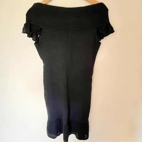 ZAC POSEN x Target Metallic Sparkle Knit Sweater Dress Crochet Ruffle Black Med