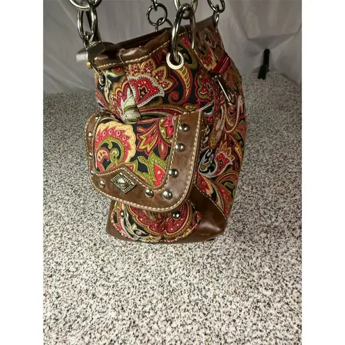 Montana West Paisley Shoulder Bag Rhinestone Cross Multicolor Handbag