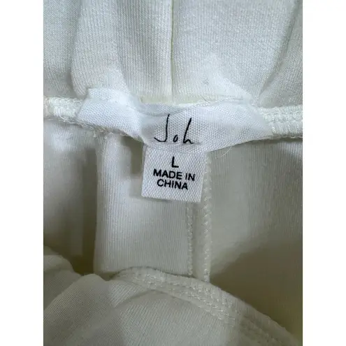 Joh Women's White Wide Leg Pants Pearl Button Trim Pockets Elastic Waist Size L Size L