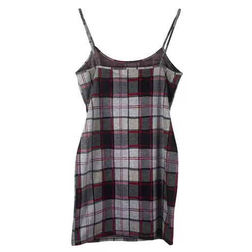 Popular 21 Mini Dress Womens L Red Gray Plaid Bodycon Y2K Punk 90s Retro Goth